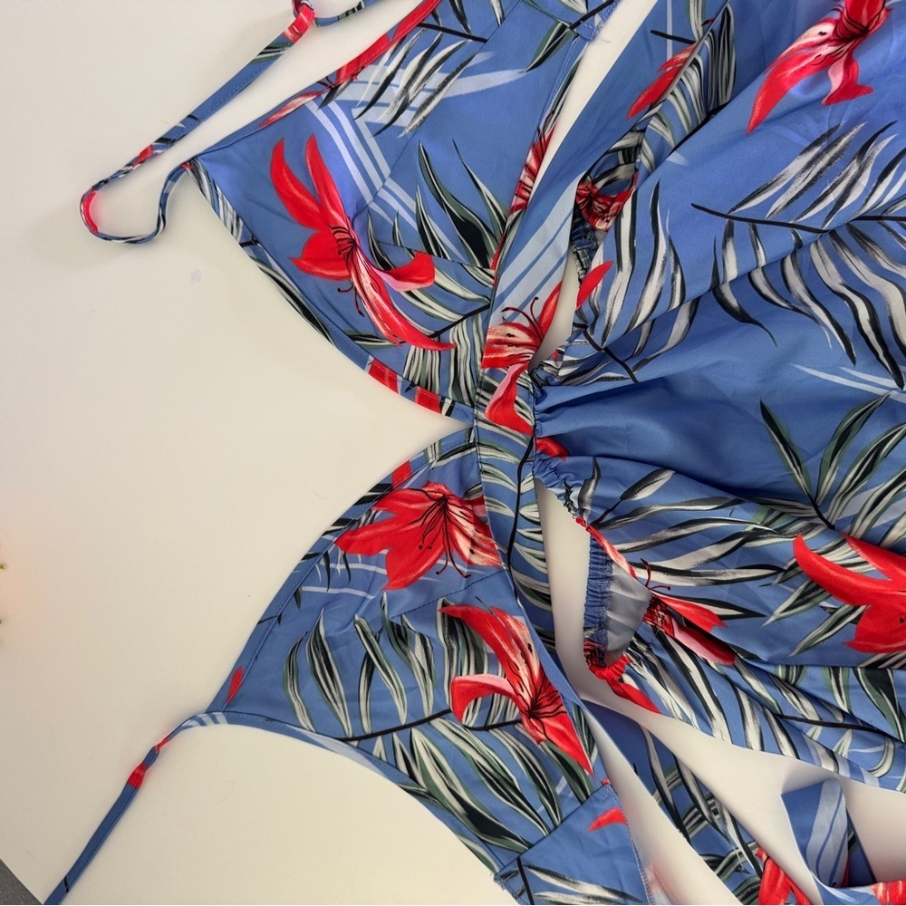 4/$25 Like new SHEIN tropical resort dress sz M - Picture 5 of 7